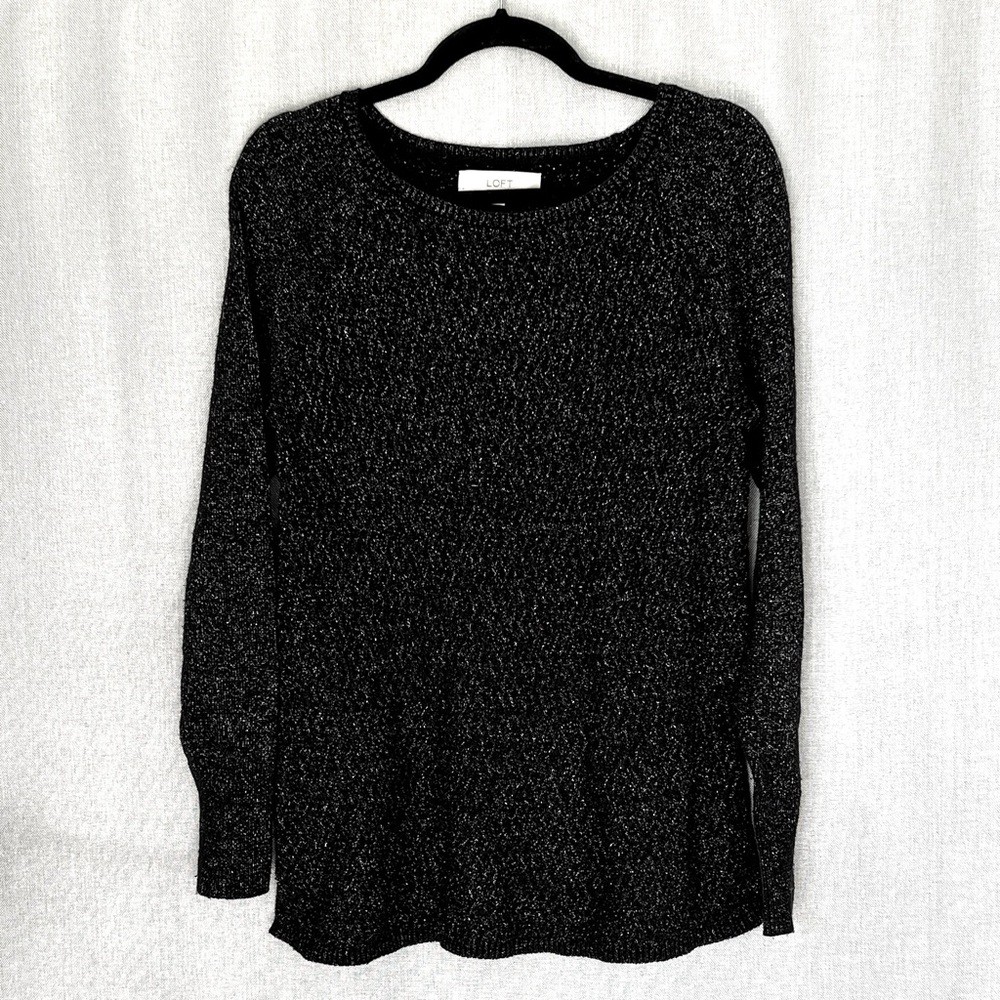 LOFT Black Sparkling Shimmering Sweater Size Small